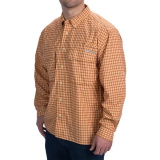 ExOfficio Air Strip Micro Plaid Shirt   UPF 30+  Long Roll Up Sleeve (For Men)   COPPER (L )