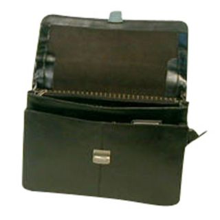 Bond Street Ltd Flapover Key Lock Executive Leather Briefcase   Black  