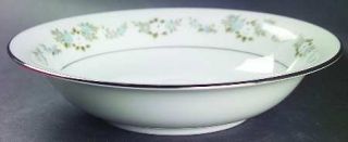 Noritake Leonore Coupe Soup Bowl, Fine China Dinnerware   Blue,Gray,White Floral