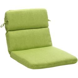 Outdoor Green Textured Solid Rounded Chair Cushion (GreenMaterials: 100 percent polyesterFill: 100 percent virgin polyester fiber fillClosure: Sewn seam Weather resistantUV protectionCare instructions: Spot clean onlyDimensions: 40.5 inches high x 21 inch