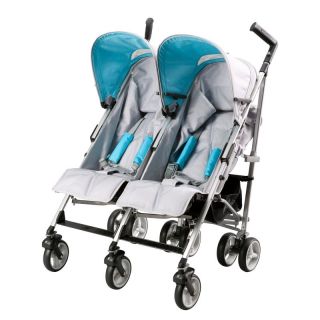 Simmons Kids Tour LX Side X Side Stroller   Silver/Teal   11702 046