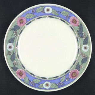 Mikasa Chateau Dinner Plate, Fine China Dinnerware   Green&Blue Panels,Pink&Whit
