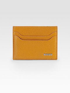 Tods Textured Leather Credit Card Holder   Dark Yellow