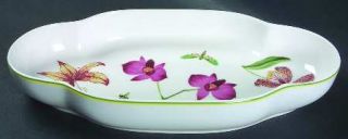 Lynn Chase Fantasia Oval Tray, Fine China Dinnerware   Exotic Flowers, Butterfli