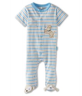 le top Spot Ruff Footed Stripe Coverall   Puppy Feet Puppy With Bone Boys Jumpsuit & Rompers One Piece (Blue)