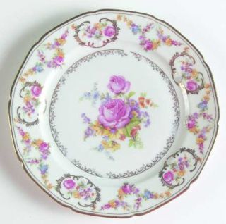Baronet Imperial Rose (White Background) Salad Plate, Fine China Dinnerware   Go