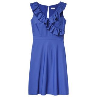 TEVOLIO Womens Plus Size Taffeta V Neck Ruffle Dress   Athens Blue   26W