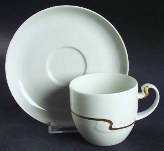 Rosenthal   Continental Gold Ribbon Flat Cup & Saucer Set, Fine China Dinnerware