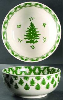 Spode Evergreen 9 Round Vegetable Bowl, Fine China Dinnerware   Cream, Green, T