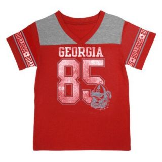 NCAA RED GIRLS V NECK T GEORGIA   XL