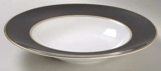 Royal Worcester Ventura Black Large Rim Soup Bowl, Fine China Dinnerware   Bone,