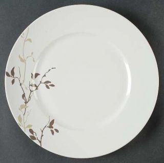 222 Fifth (PTS) Rowena Dinner Plate, Fine China Dinnerware   Taupe Branches On W