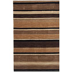 Dynasty Hand tufted Black/brown Geometric Rug (5 X 79) (Polyacrylic Pile height: 1.5 inchesStyle: TraditionalPrimary color: BlackSecondary color: Brown, tanPattern: Geometric Tip: We recommend the use of a non skid pad to keep the rug in place on smooth s