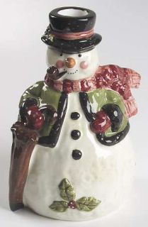 Victorian Snowman Figurine Candlestick, Fine China Dinnerware   Snowman On Blue,