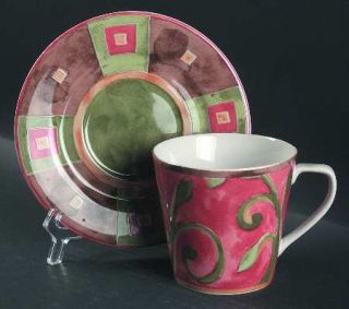 Interiors (PTS) Catalina Flat Cup & Saucer Set, Fine China Dinnerware   Stonewar