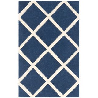 Safavieh Handmade Moroccan Chatham Dark Blue/ Ivory Wool Rug (23 X 5)
