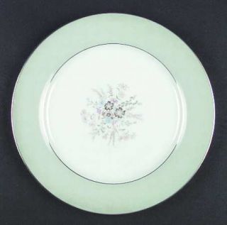 Noritake Corsage Dinner Plate, Fine China Dinnerware   Pale Green Rim, Multicolo