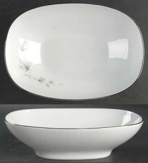 Noritake Sezanne 9 Oval Vegetable Bowl, Fine China Dinnerware   White Flowers,