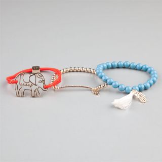 3 Piece Rhinestone Bar/Turquoise Bead/Elephant Bracelets Turquoise Com