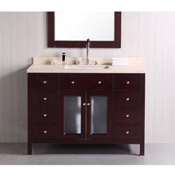 Design Element Venetian 48 inch Single Sink Bathroom Vanity (EspressoType Single Sink Bathroom Vanity with MarbleCounter top Materials Beige Marble Wood finish Solid oak WoodHardware finish NickelFaucet not includedUndermount sink includedNumber of dr
