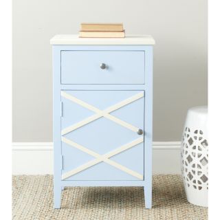 Safavieh Alan Light Blue/ White End Table (Light blue and whiteMaterials: Poplar woodDimensions: 30.1 inches high x 18 inches wide x 14.9 inches deepThis product will ship to you in 1 box.Furniture arrives fully assembled )