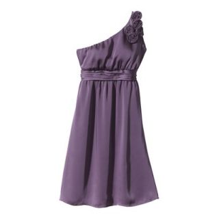 TEVOLIO Womens Satin One Shoulder Rosette Dress   Plum Spice   6