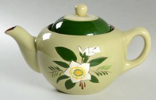 Stangl Star Flower Teapot & Lid, Fine China Dinnerware   White Flowers,      Gre