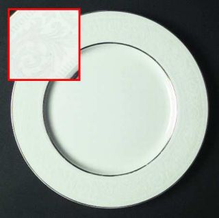 Mikasa Hunter Dinner Plate, Fine China Dinnerware   White Scroll Decor On White