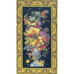 Urn With Fruit European Tapestry Wall Hanging (Black, multicolored Materials: 80 percent cotton, 20 percent viscosePattern: FloralLined: Lined with heavy weight poly/cotton with rod pocketRods and finials are not includedDimensions: 67 inches high x 38 in