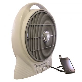 Gama Sonic GS27R Fan, 10 Rechargeable w/AM/FM Radio amp; MP3 Input Gray