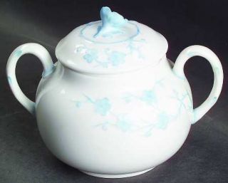 Spode Geisha Light Blue Sugar Bowl & Lid, Fine China Dinnerware   Blanche De Chi