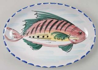 Vietri (Italy) Al Mare 16 Oval Serving Platter, Fine China Dinnerware   Fish &