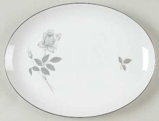 Queens Royal Queens Royal 12 Oval Serving Platter, Fine China Dinnerware   Gray
