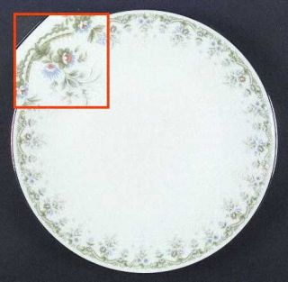 Noritake Dee Dinner Plate, Fine China Dinnerware   Blue Flowers, Green & White S