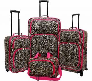US Traveler Fashion 4 Piece Spinner Luggage Set   Leopard Luggage Sets