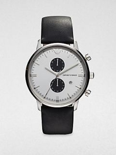 Emporio Armani Round Stainless Steel Chronograph Watch   Black White