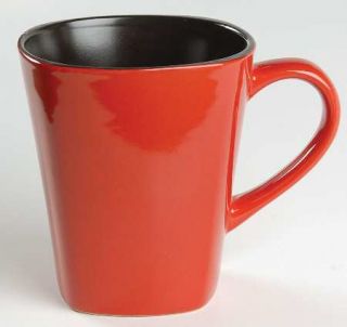 Home Trends Rave Red Square Mug, Fine China Dinnerware   All Red In, Black Out,