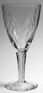 Stuart Rhythm Water Goblet   Cut Geometric Design On Bowl,Air Twist