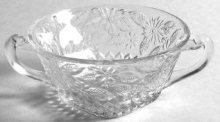 Indiana Glass Pineapple & Floral Clear Cream Soup Bowl   Clear  Depression Glass
