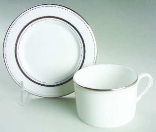 Lenox China Library Lane Platinum Flat Cup & Saucer Set, Fine China Dinnerware  