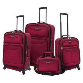 U.S. Traveler 4 Piece Expandable Spinner Luggage Set (Maroon)