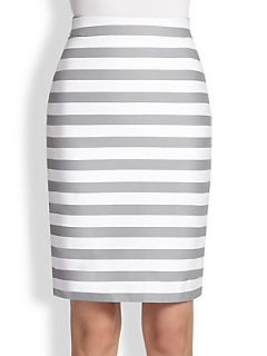 Kate Spade New York Cotton/Silk Marit Skirt   Fresh White Casino Grey