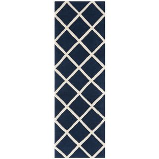 Safavieh Handmade Moroccan Chatham Dark Blue Geometric Wool Rug (23 X 7)