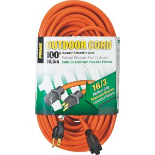 Prime Wire & Cable 125 Volt Outdoor Extension Cord   100ft., 16/3, Model