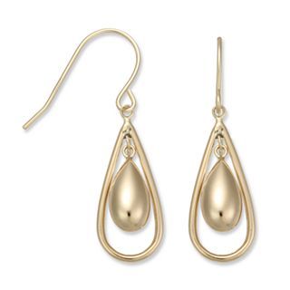 14K Gold Teardrop Earrings, Womens