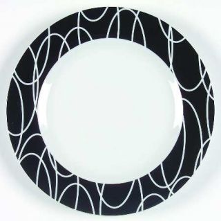 Studio Nova Loop Salad Plate, Fine China Dinnerware   Black & White Loops,Bands,