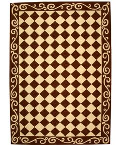 Hand hooked Diamond Brown/ Ivory Wool Rug (6 X 9)
