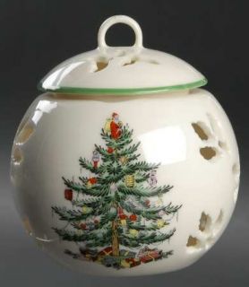 Spode Christmas Tree Green Trim Pierced Friendship Ball & Lid, Fine China Dinner