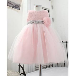 Girls Sleeveless Pompon Dress