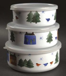 Nikko Winter Wonderland 3 Piece Metal Bowl Sets W/Plastic Lids(5,6+7), Fine C